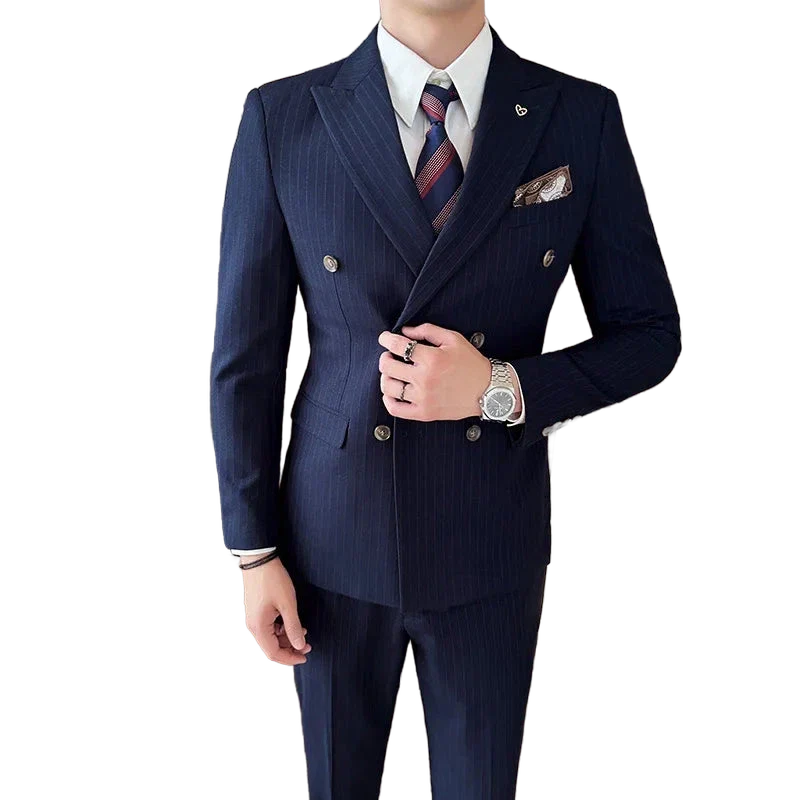 suit, Pinstriped Suit, men’s suit, Men's Luxury Double-Breasted Pinstriped Suit, Men's Double-Breasted Pinstriped Suit, Men's Double-Breasted Suit, Double-Breasted Pinstriped Suit