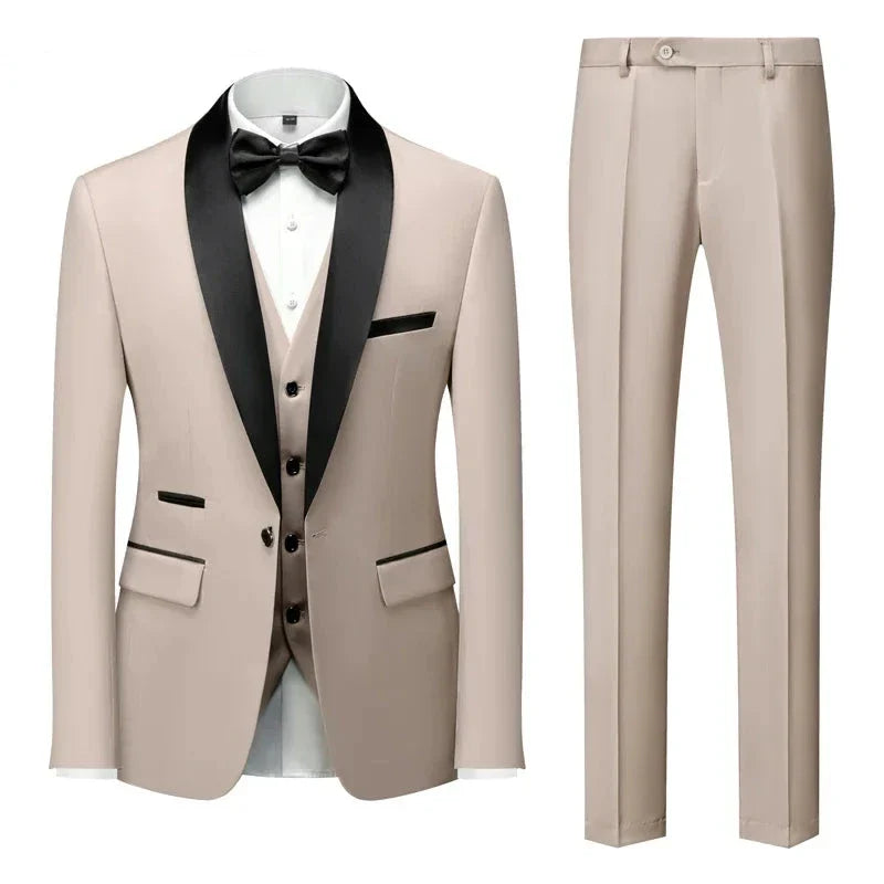men’s tuxedo, slim fit tuxedo, formal three piece suit, elegant men’s suit, luxury tuxedo