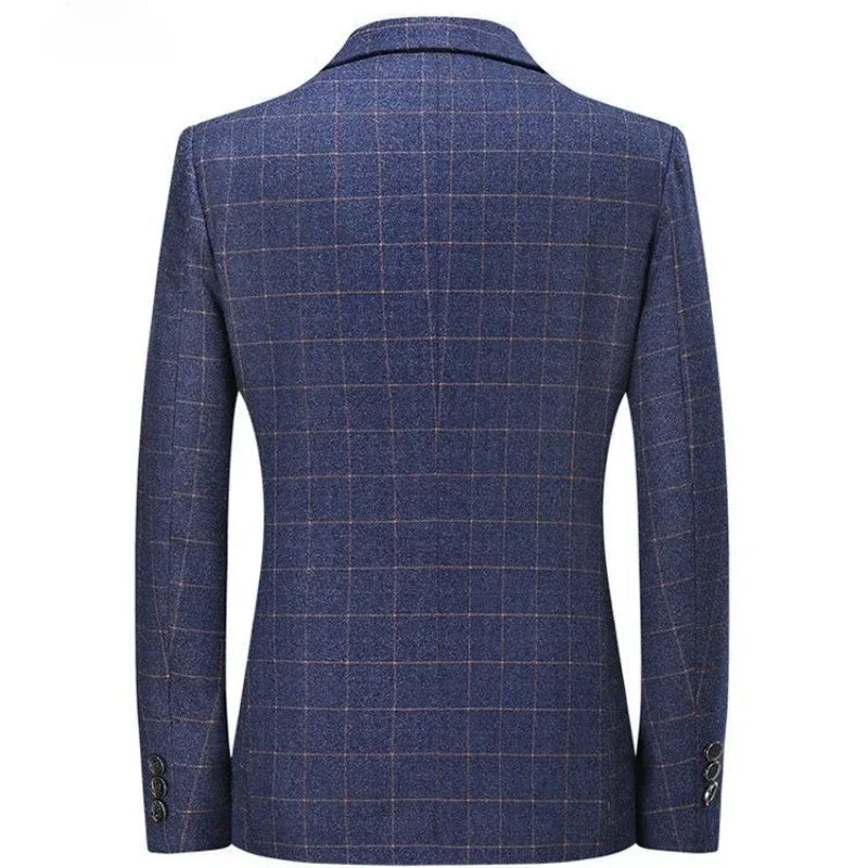 men’s plaid blazer, slim fit blazer, smart casual blazer, fashion men’s blazer, modern plaid jacket