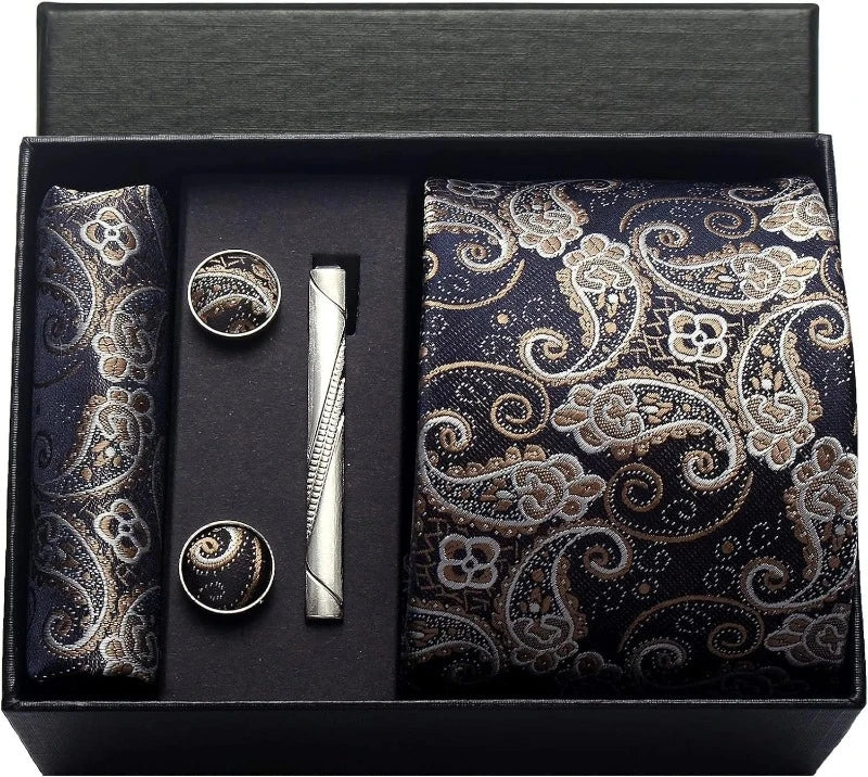Tie Set, Tie, silk tie set for men, Silk Tie Set, Silk Tie, silk patterned tie set, men’s silk tie set, maximus men accessories, luxury men accessories, formal tie gift box
