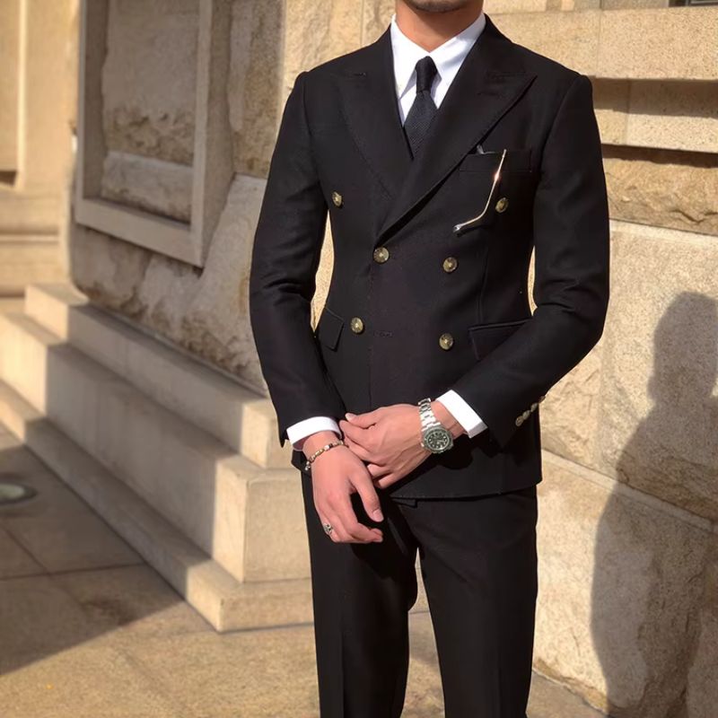 english double-breasted suit, british style men’s suit, slim fit formal suit, elegant men’s outfit, Maximus men’s fashion
