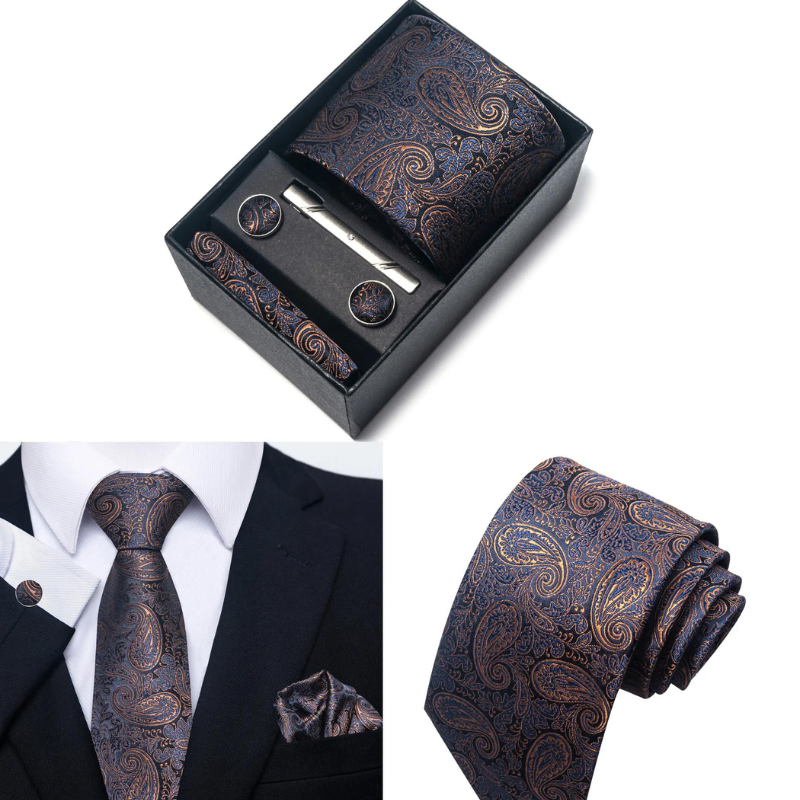 Tie Set, Tie, patterned tie set, Patterned Tie, men’s patterned tie set, maximus men accessories, luxury men accessories, formal patterned necktie set
