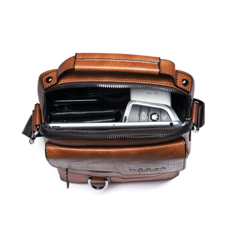 Bolsa Transversal Masculina de Couro 