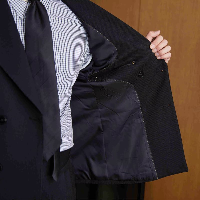 formal double breasted suit, slim fit men’s suit, elegant men’s suit, ribbed texture suit, classic formal suit