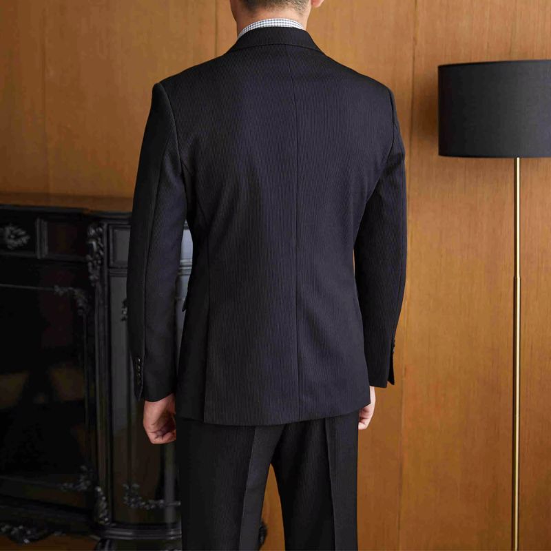 formal double breasted suit, slim fit men’s suit, elegant men’s suit, ribbed texture suit, classic formal suit