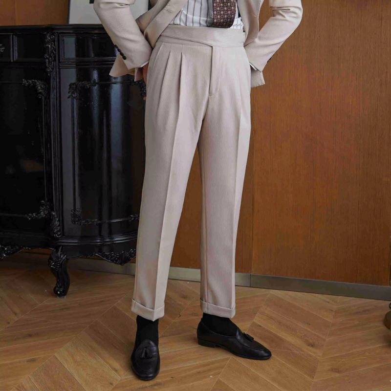 formal double breasted suit, slim fit men’s suit, elegant men’s suit, ribbed texture suit, classic formal suit