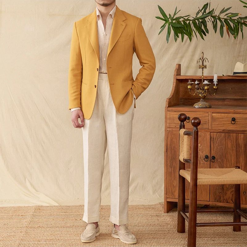 linen slim blazer, men linen blazer, italian style blazer, summer formal blazer, casual chic blazer