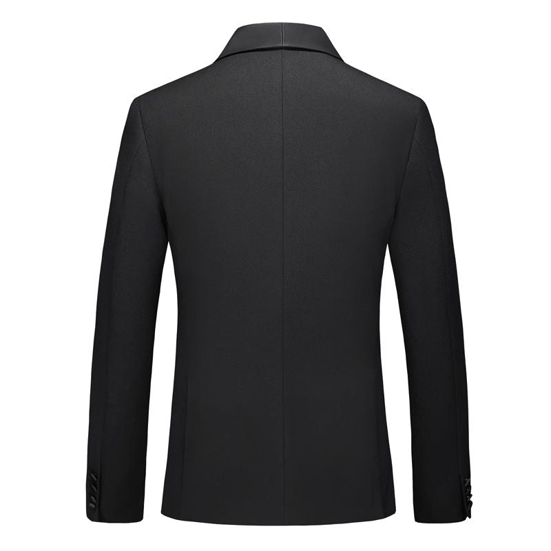 double breasted tuxedo, peak lapel tuxedo, formal men’s suit, elegant tuxedo, slim fit tuxedo