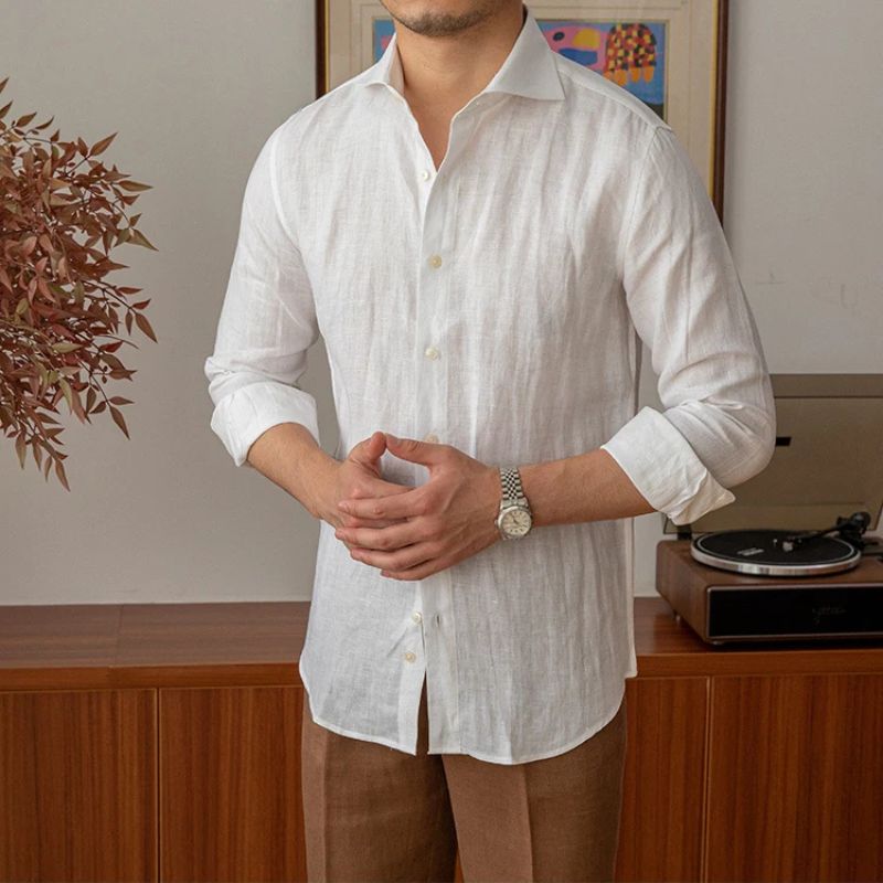 men linen dress shirt, slim fit linen shirt men, premium linen shirt, elegant men linen shirt, summer dress shirt men