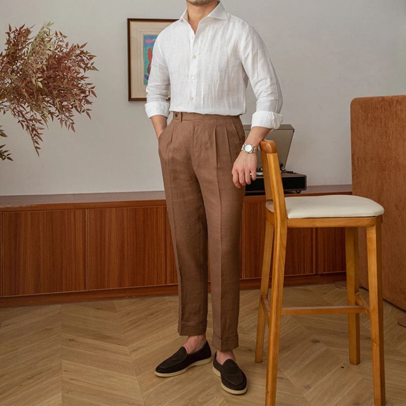 men linen dress shirt, slim fit linen shirt men, premium linen shirt, elegant men linen shirt, summer dress shirt men