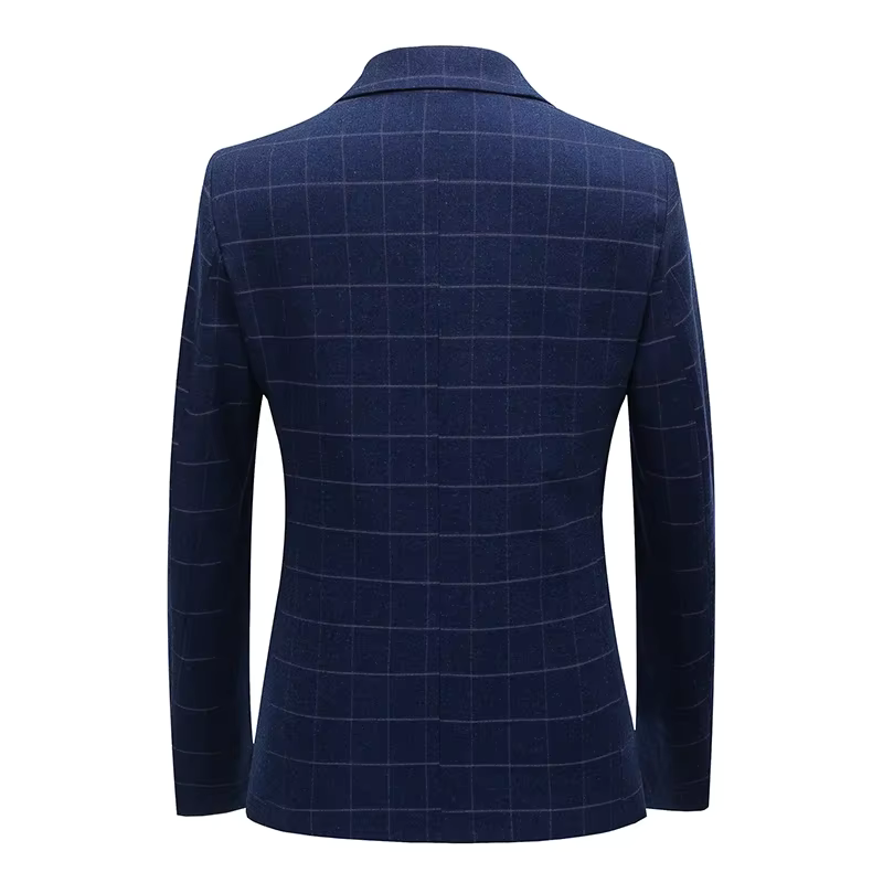 Maximus Navy Blue Checkered Men's Blazer
