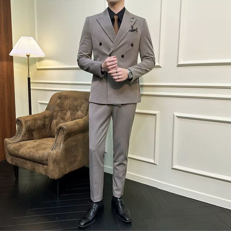 Solid Double-Breasted Men’s Suit Maximus
