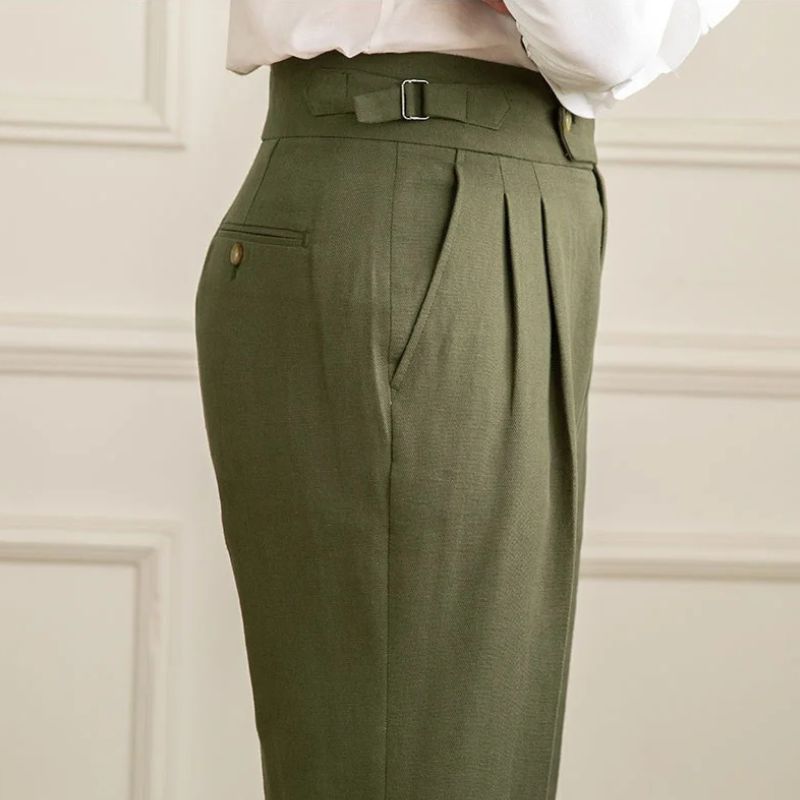 Men’s Cotton & Linen Tailored Trousers Slim Toscana Maximus