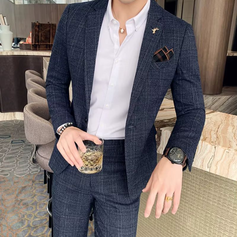 vintage checkered suit, slim fit men’s suit, retro men’s outfit, formal check suit, Maximus men’s fashion