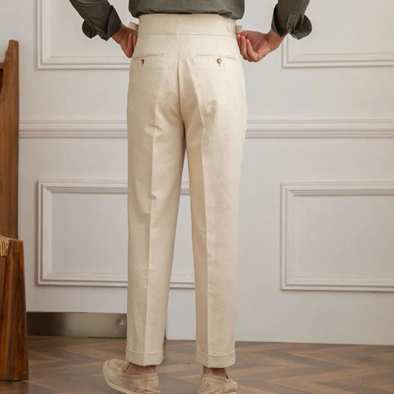 Men’s Cotton & Linen Tailored Trousers Slim Toscana Maximus