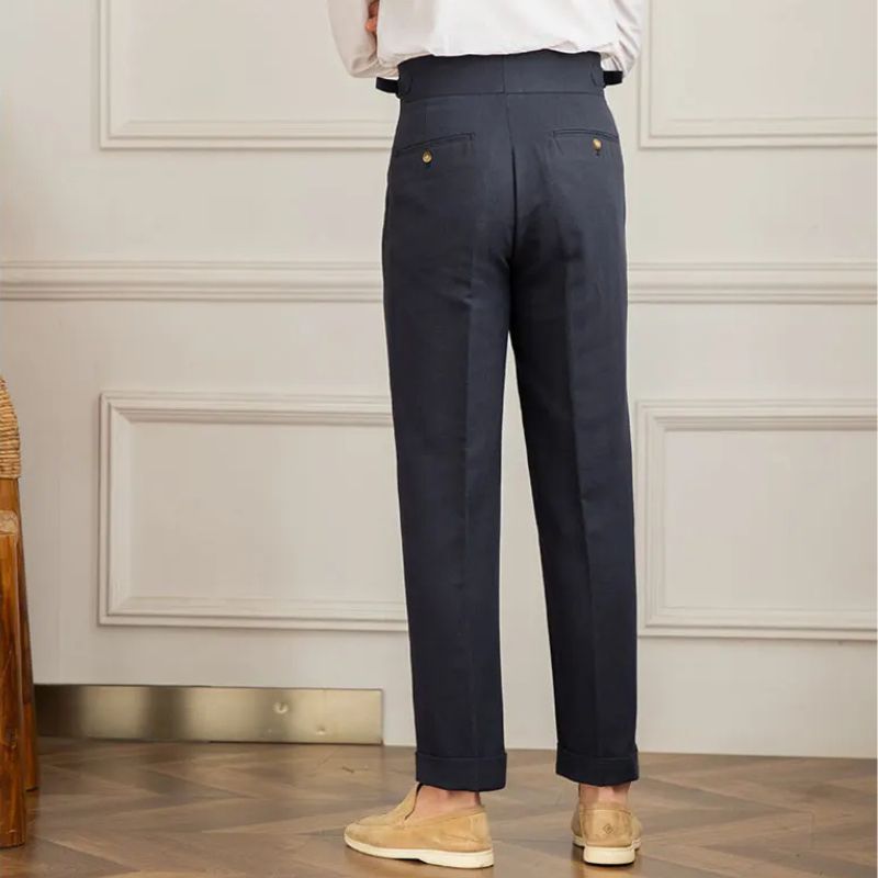 Men’s Cotton & Linen Tailored Trousers Slim Toscana Maximus