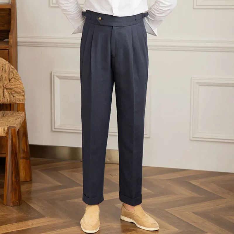 Men’s Cotton & Linen Tailored Trousers Slim Toscana Maximus