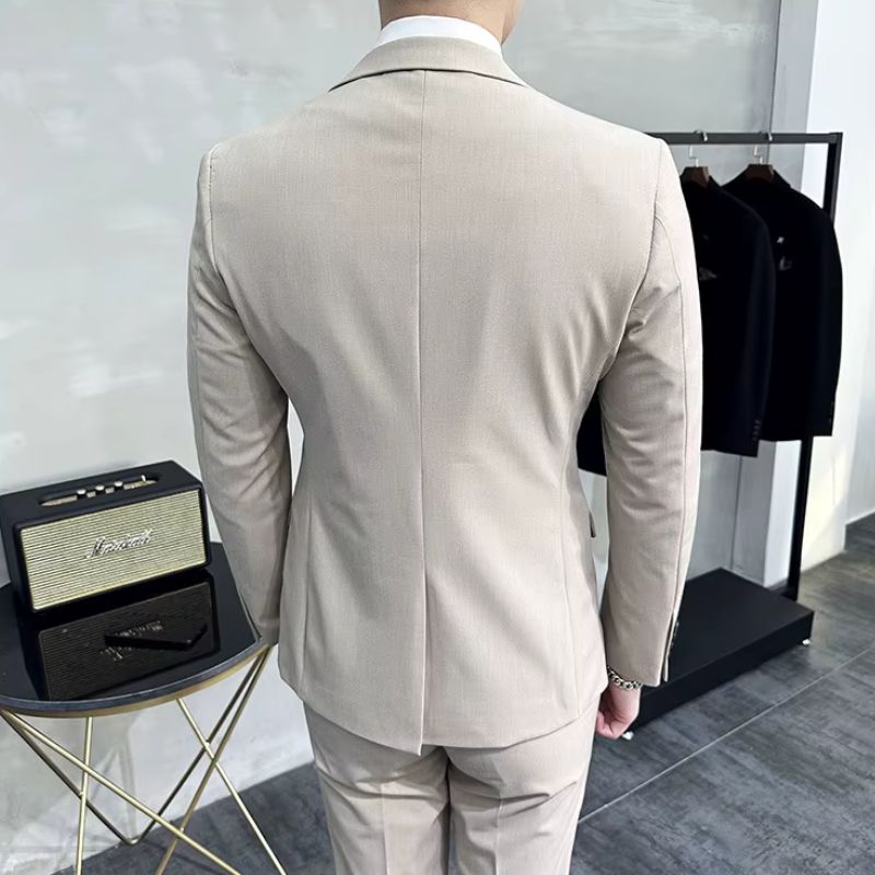 plain two piece suit, slim fit men’s suit, elegant formal suit, classic men’s suit, modern men’s suit