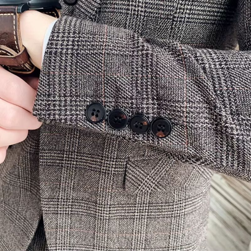 vintage checkered suit, slim fit men’s suit, retro men’s outfit, formal check suit, Maximus men’s fashion