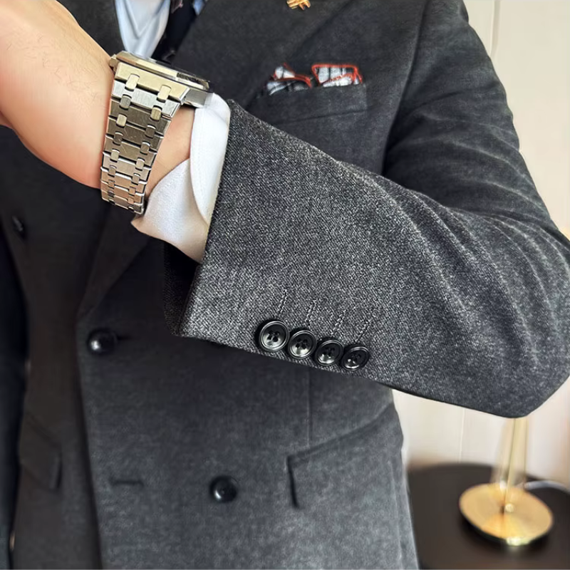 suit, Plain Suit, men’s suit, Men's Double-Breasted Suit, Men's Double-Breasted Plain Suit, double-breasted suit