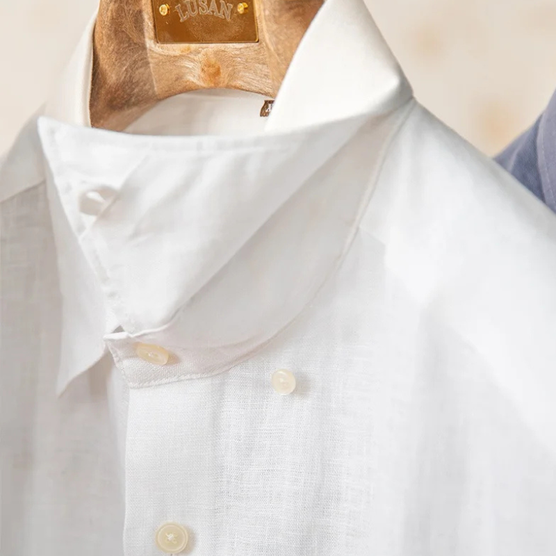 men linen dress shirt, slim fit linen shirt men, solid linen shirt men, breathable summer dress shirt, elegant men linen shirt