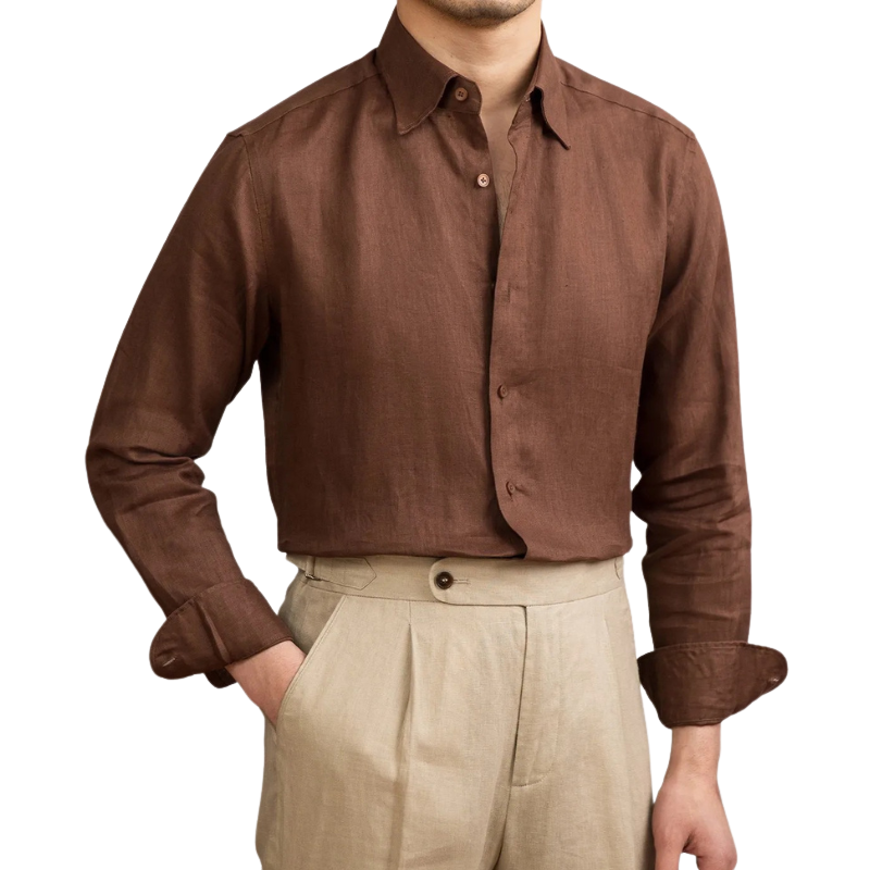 men linen dress shirt, slim fit linen shirt men, solid linen shirt men, breathable summer dress shirt, elegant men linen shirt