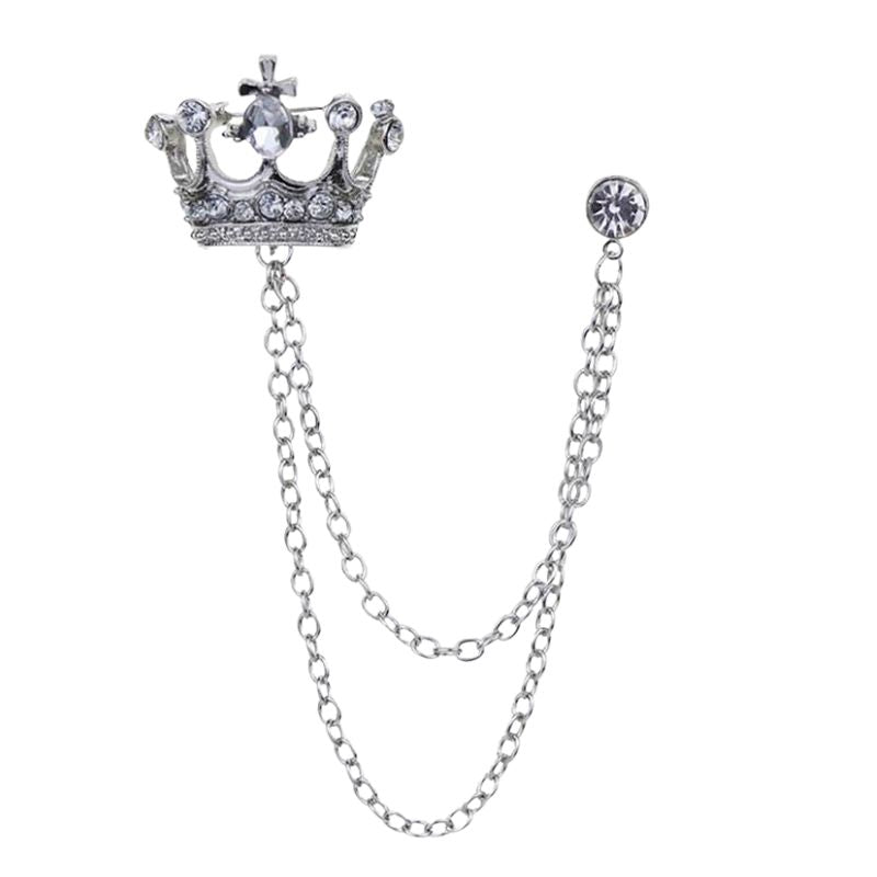 suit chain brooch, suit brooch, men’s suit brooch, men suit brooch, men formal accessories, luxury lapel pin, crown lapel pin, brooch