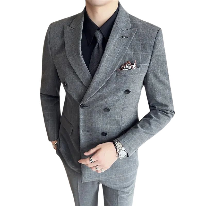 suit, Slim Fit Suit, Plaid Suit, plaid men’s suit, men’s suit, men’s slim fit suit, Men’s Plaid Suit, Men’s Double-Breasted Suit, formal men’s suit, executive men’s suit