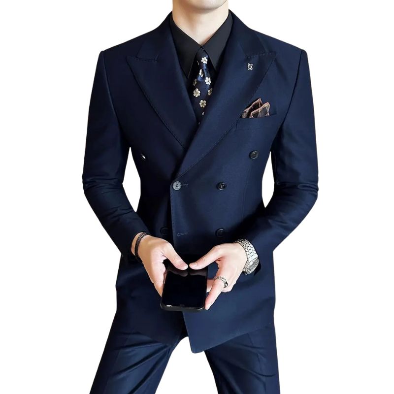 double-breasted suit, slim fit men’s suit, smart casual suit, formal men’s outfit, Maximus suit