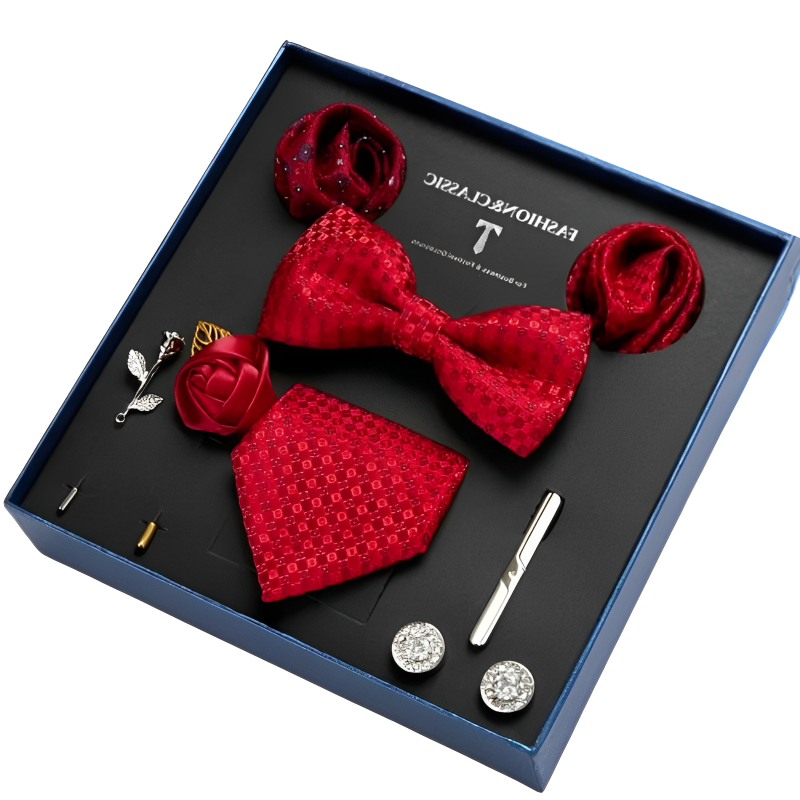 men’s tie set, luxury men accessories, gentlemen gift set, necktie and bow tie set, formal menswear accessories