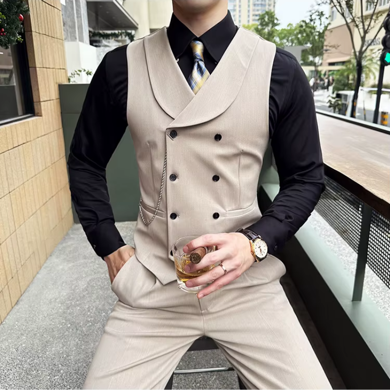 men’s double-breasted waistcoat, slim fit waistcoat, formal men’s vest, classic men’s waistcoat, men’s suit waistcoat