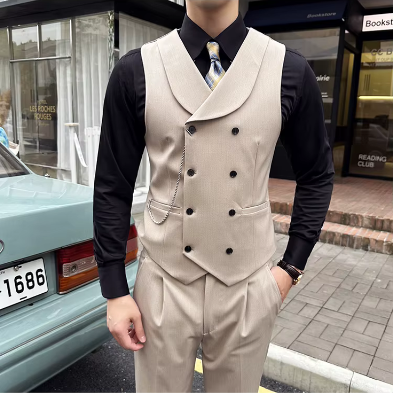 men’s double-breasted waistcoat, slim fit waistcoat, formal men’s vest, classic men’s waistcoat, men’s suit waistcoat