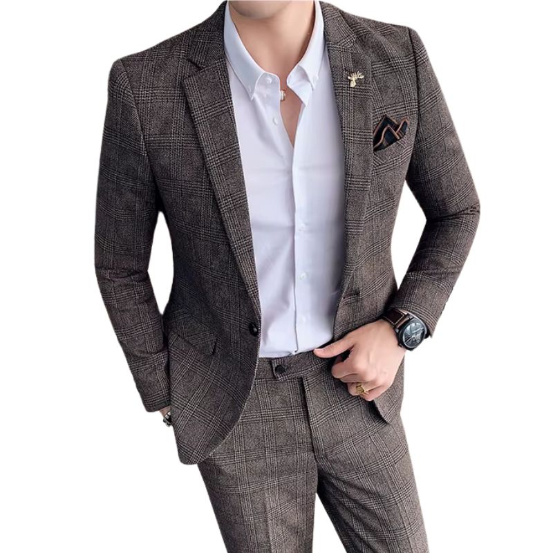 vintage checkered suit, slim fit men’s suit, retro men’s outfit, formal check suit, Maximus men’s fashion