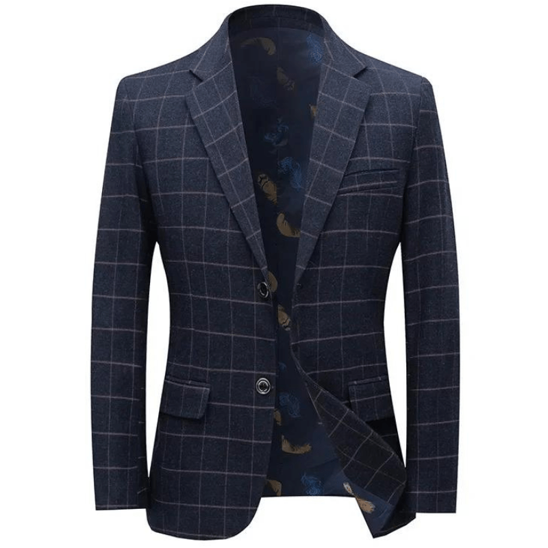 Maximus Navy Blue Checkered Men's Blazer