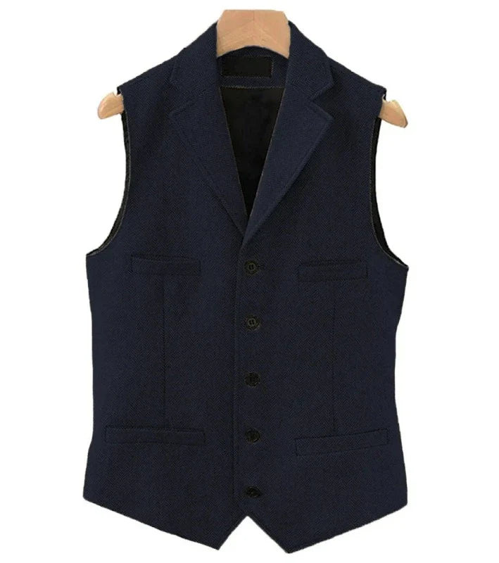 Colete Masculino de Lã com Lapela, Colete de Lã, Colete Masculino de Lapela 