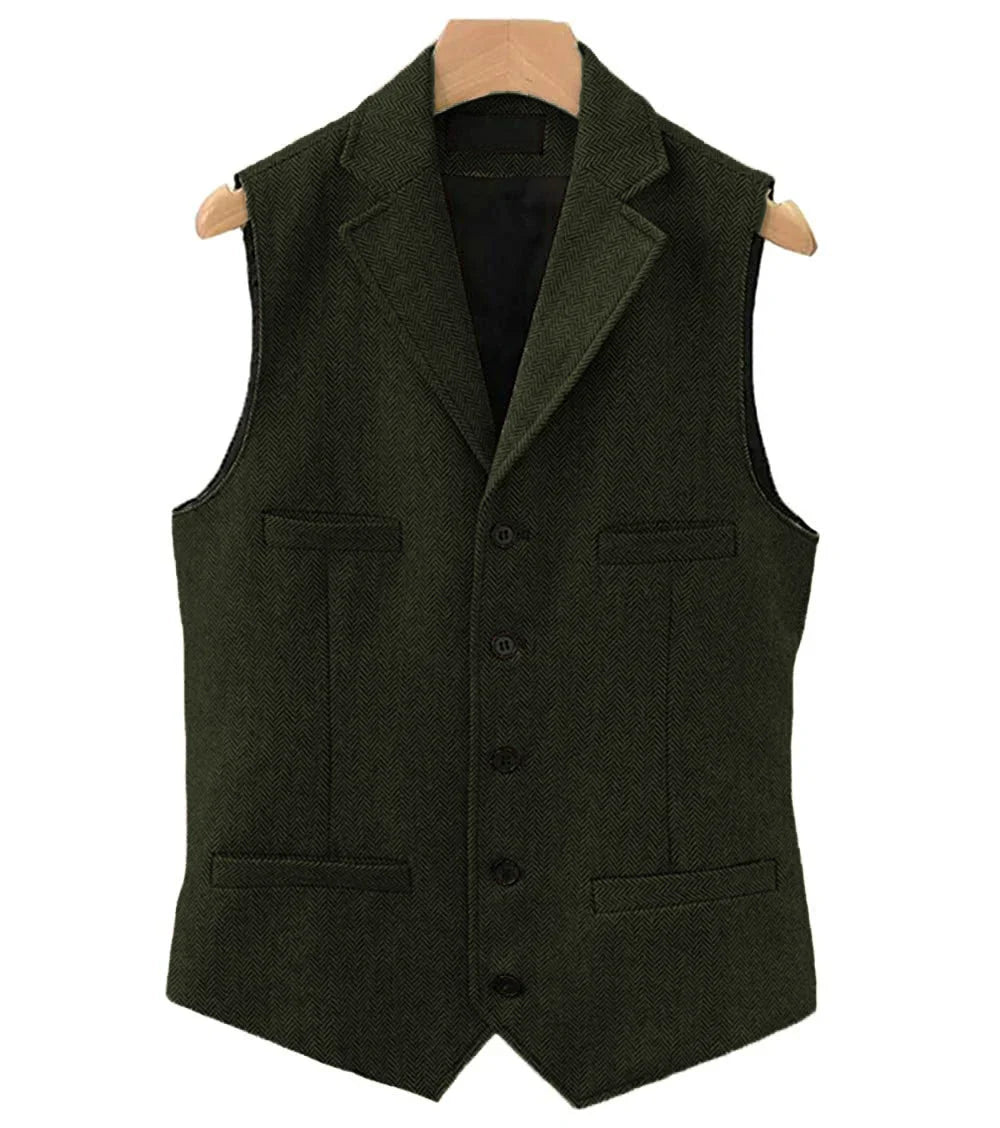 Colete Masculino de Lã com Lapela, Colete de Lã, Colete Masculino de Lapela 