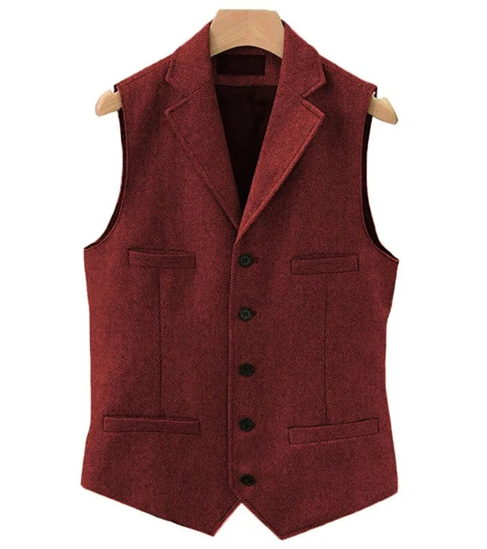 Colete Masculino de Lã com Lapela, Colete de Lã, Colete Masculino de Lapela 