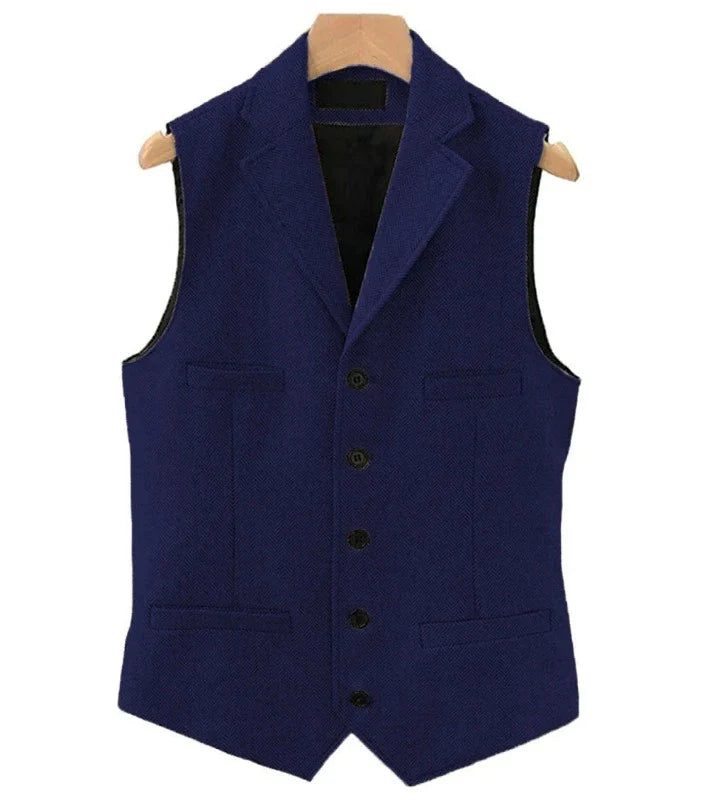 Colete Masculino de Lã com Lapela, Colete de Lã, Colete Masculino de Lapela 