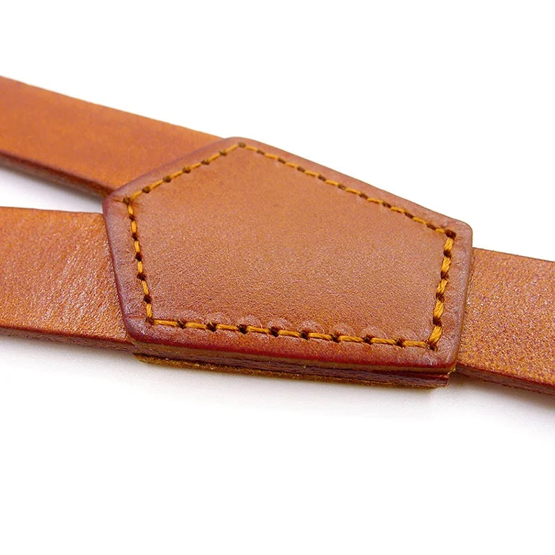 Suspenders, men’s suspenders, men’s light brown leather suspenders, men’s leather suspenders, men’s fashion accessories, Leather Suspenders, genuine leather suspenders, classic men’s suspenders