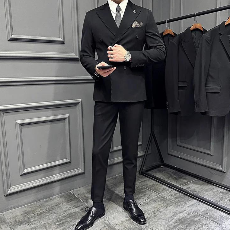 suit, men’s suit, Men's Formal Suit, Men's Formal Double-Breasted Suit, Men's Double-Breasted Suit, double-breasted suit