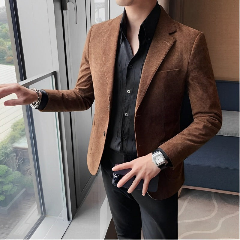suede style blazer, men’s slim blazer, Maximus blazer, casual suede jacket, elegant men's blazer