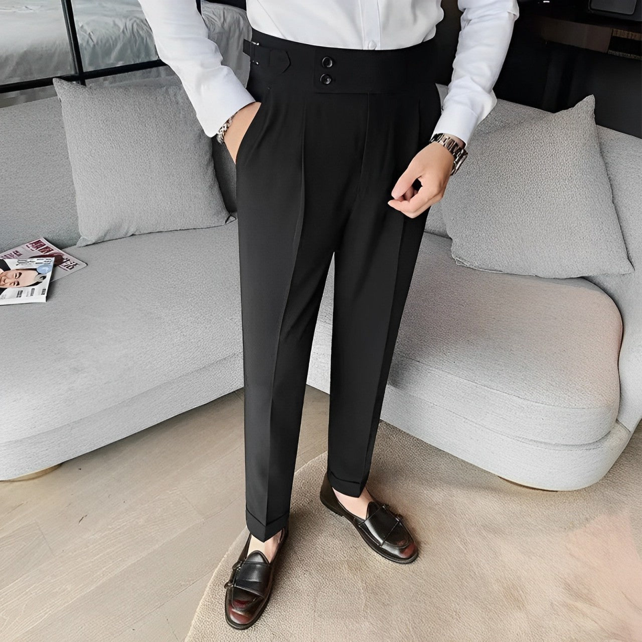 men’s tailored trousers, slim fit dress trousers, formal men’s pants, men’s work trousers, modern men’s trousers