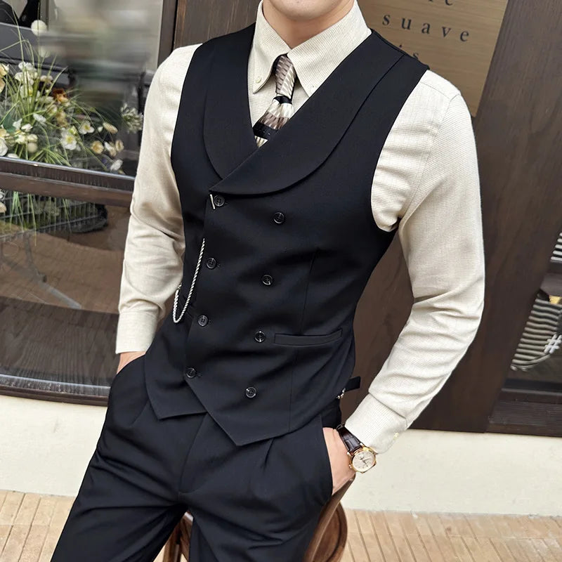 men’s double-breasted waistcoat, slim fit waistcoat, formal men’s vest, classic men’s waistcoat, men’s suit waistcoat