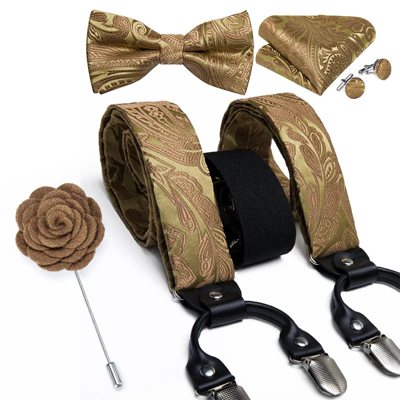 suspenders and bow tie set, Suspenders, patterned suspenders, men’s suspenders set, men’s suspenders, men’s luxury suspenders set, men’s formal accessories set, men’s fashion accessories