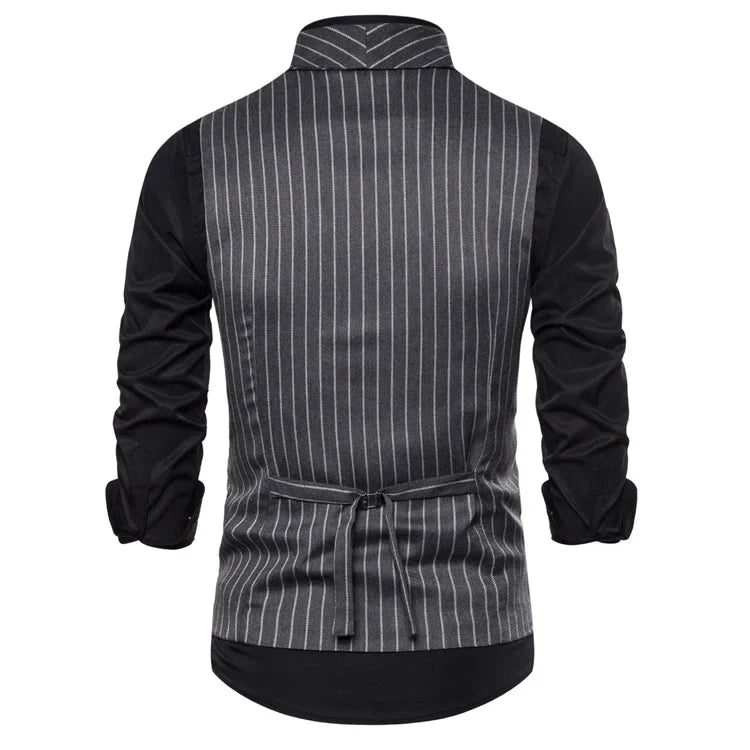men’s striped waistcoat, double-breasted waistcoat, slim fit men’s vest, smart casual waistcoat, formal men’s vest