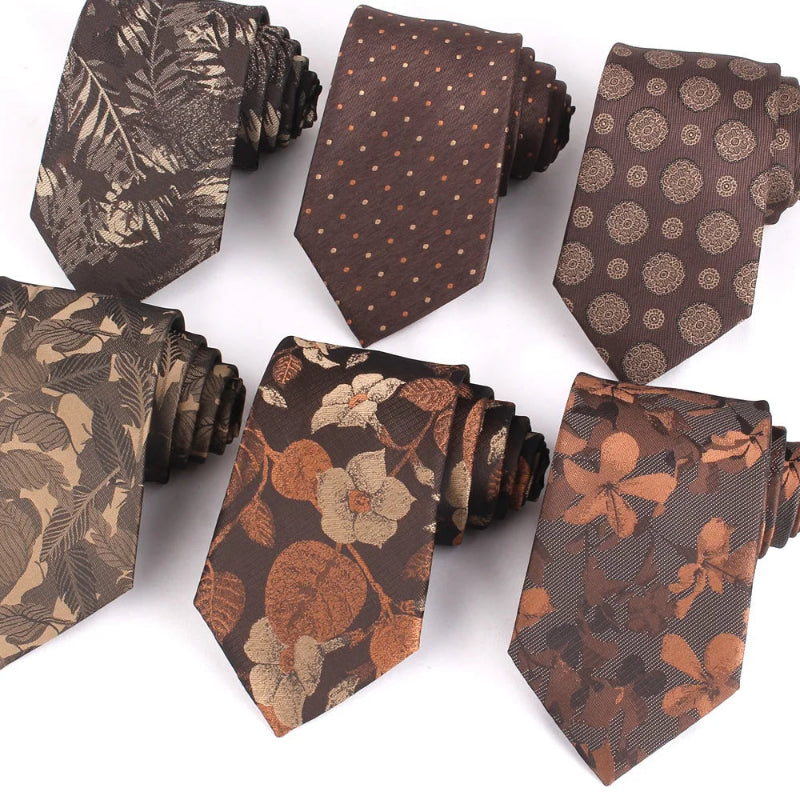 Tie, premium polyester tie, Patterned Tie, Maximus tie, formal floral tie, floral patterned tie for men, elegant men’s necktie, brown floral tie, Brown Floral Patterned Tie