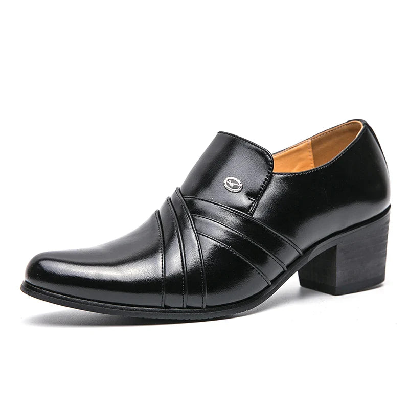 men’s high heel dress shoes, men’s formal shoes, smart casual men’s shoes, elevated heel dress shoes men, elegant men’s shoes