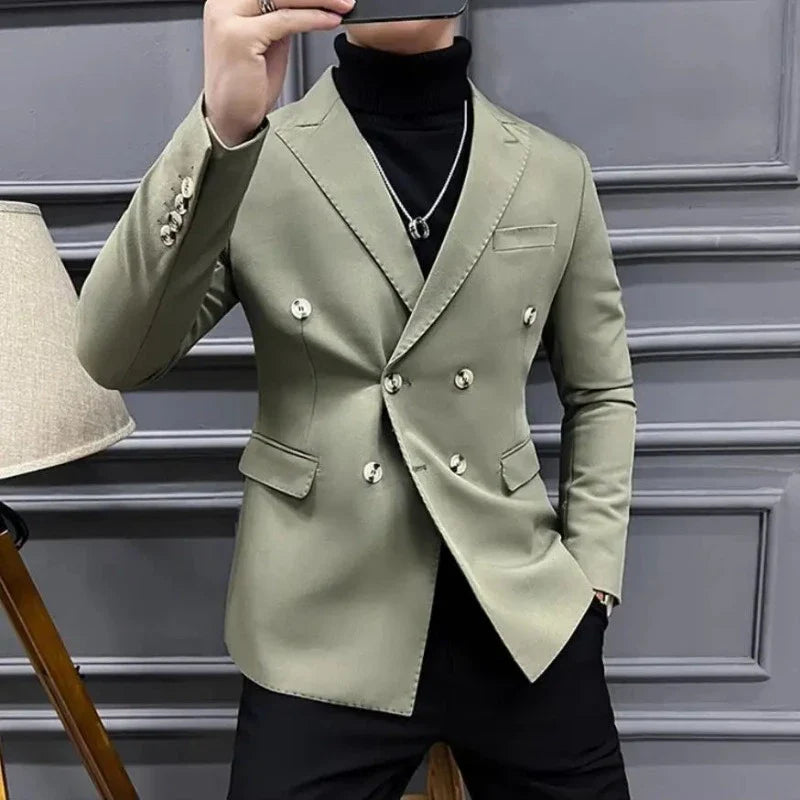 double-breasted blazer, men’s smart casual blazer, elegant men’s blazer, Maximus blazer, cotton polyester blazer