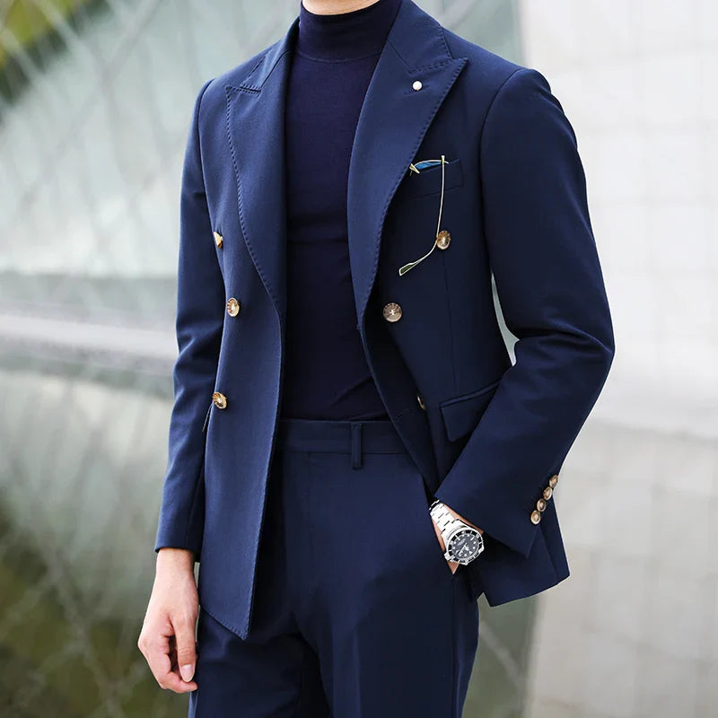 english double-breasted suit, british style men’s suit, slim fit formal suit, elegant men’s outfit, Maximus men’s fashion