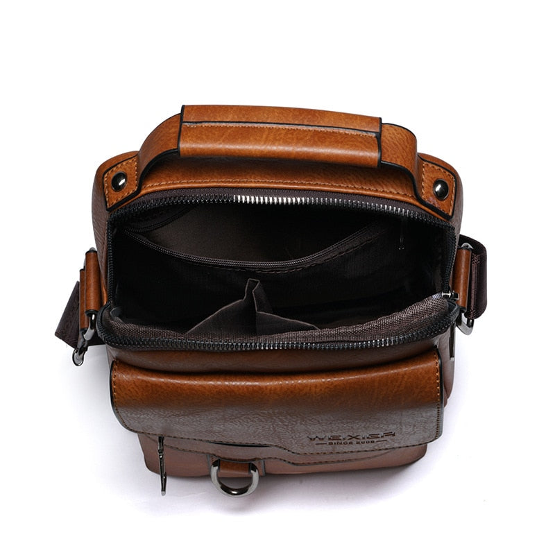 Bolsa Transversal Masculina de Couro 